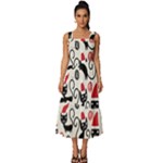 Cute Christmas Seamless Pattern Vector Square Neckline Tiered Midi Dress