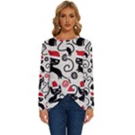 Cute Christmas Seamless Pattern Vector Long Sleeve Crew Neck Pullover Top