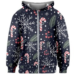 Holiday Seamless Pattern With Christmas Candies Snoflakes Fir Branches Berries Kids  Zipper Hoodie Without Drawstring