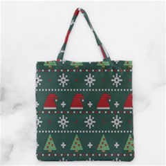 Beautiful Knitted Christmas Pattern Grocery Tote Bag
