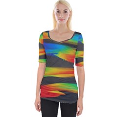 Colorful Background Wide Neckline Tee