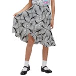 Abstract Seamless Pattern Kids  Ruffle Flared Wrap Midi Skirt