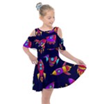 Space-patterns Kids  Shoulder Cutout Chiffon Dress