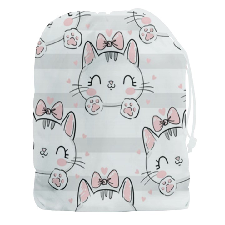 Cat-with-bow-pattern Drawstring Pouch (3XL)