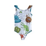 Dangerous-streptococcus-lactobacillus-staphylococcus-others-microbes-cartoon-style-vector-seamless Kids  Frill Swimsuit