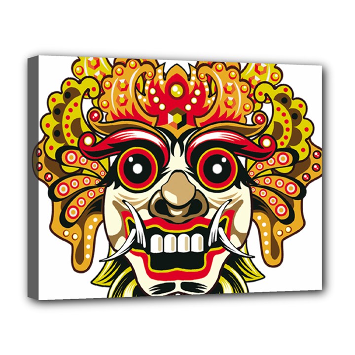 Bali Barong Mask Euclidean Vector Chiefs Face Canvas 14  x 11  (Stretched)