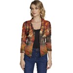 Collage Art Ai Wow Awesome Women s Casual 3/4 Sleeve Spring Jacket