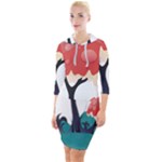 Tree-art-trunk-artwork-cartoon Quarter Sleeve Hood Bodycon Dress