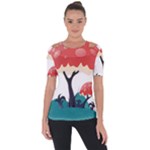 Tree-art-trunk-artwork-cartoon Shoulder Cut Out Short Sleeve Top
