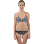 Black And White Checkerboard Background Board Checker Wrap Around Bikini Set