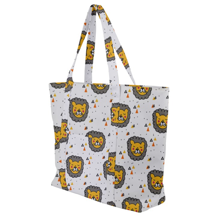 Lion Heads Pattern Design Doodle Zip Up Canvas Bag
