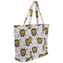 Lion Heads Pattern Design Doodle Zip Up Canvas Bag View2