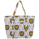 Lion Heads Pattern Design Doodle Zip Up Canvas Bag View3
