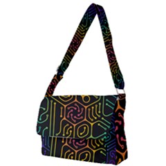 Circuit Hexagonal Geometric Pattern Background Pattern Full Print Messenger Bag (s)