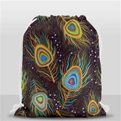 Pattern Feather Peacock Drawstring Bag (small)
