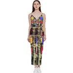 Acrylic abstract art design  V-Neck Camisole Jumpsuit