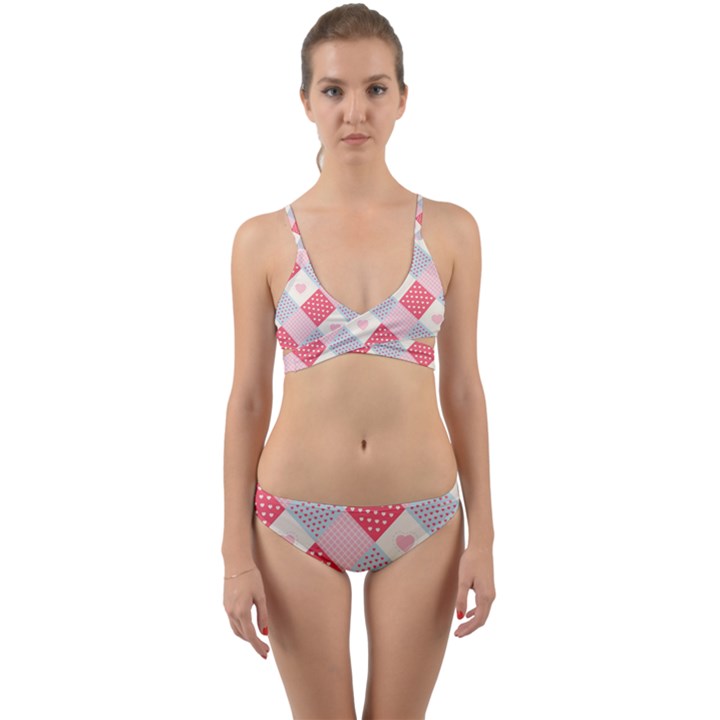 Cute-kawaii-patches-seamless-pattern Wrap Around Bikini Set