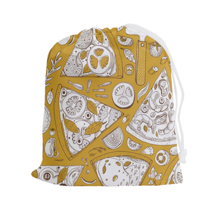 Vector-seamless-pizza-slice-pattern-hand-drawn-pizza-illustration-great-pizzeria-menu-background - Drawstring Pouch (2XL)