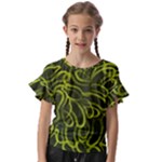 Green-abstract-stippled-repetitive-fashion-seamless-pattern Kids  Cut Out Flutter Sleeves