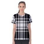 Pixel-background-design-modern-seamless-pattern-plaid-square-texture-fabric-tartan-scottish-textile- Women s Cotton Tee