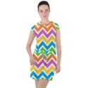 Chevron-pattern-design-texture Drawstring Hooded Dress View1