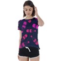 Wine Bottles Background Graphic Short Sleeve Open Back Tee View1