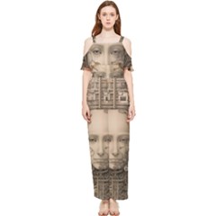 Cyborg Robot Future Drawing Poster Draped Sleeveless Chiffon Jumpsuit