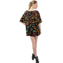 Cartoon Monster Pattern Abstract Background Oversized Chiffon Top View2