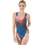 Minimalist Abstract Shaping Abstract Digital Art Minimalism High Leg Strappy Swimsuit