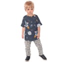 Space Background Illustration With Stars And Rocket Seamless Vector Pattern Kids  Raglan Tee View1