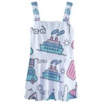 Transportation Seamless Pattern Kids  Layered Skirt Swimsuit