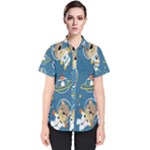 Seamless-pattern-funny-astronaut-outer-space-transportation Women s Short Sleeve Shirt