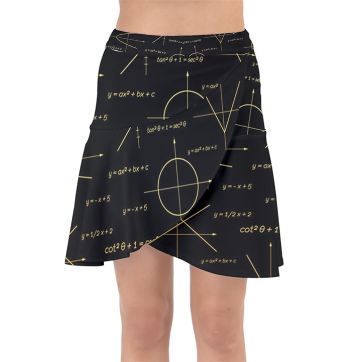 Abstract-math Pattern Wrap Front Skirt