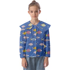 Sea Fish Blue Submarine Animal Kids  Peter Pan Collar Blouse