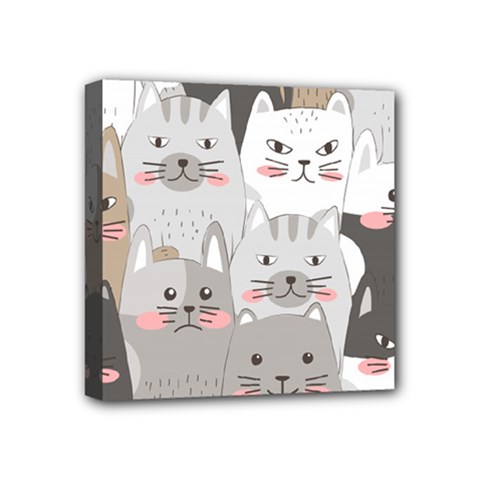 Cute Cats Seamless Pattern Mini Canvas 4  X 4  (stretched)