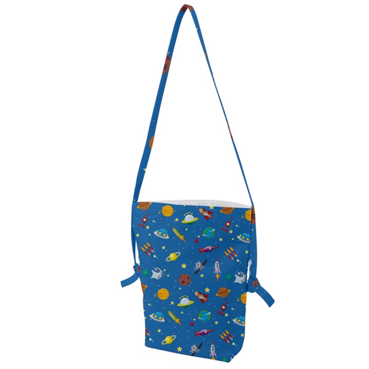 Space Rocket Solar System Pattern Folding Shoulder Bag
