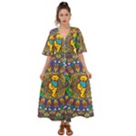 Dead Dancing Bears Grateful Dead Pattern Kimono Sleeve Boho Dress