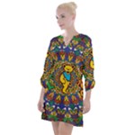 Dead Dancing Bears Grateful Dead Pattern Open Neck Shift Dress