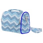 Seamless Pattern Of Cute Summer Blue Line Zigzag Satchel Shoulder Bag