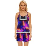 Box-abstract-frame-square Satin Pajama Short Set