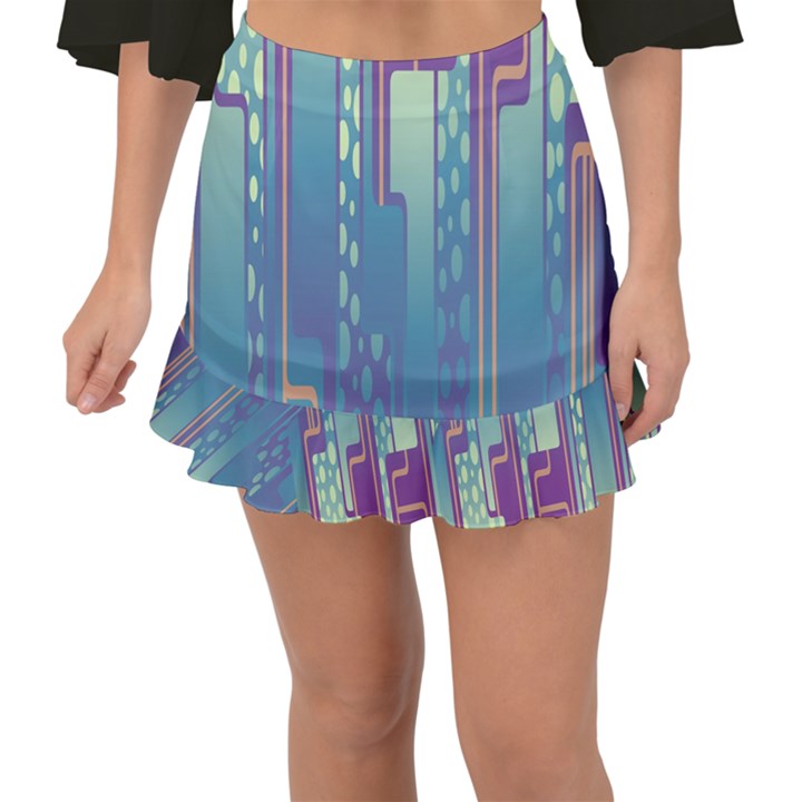 Non-seamless-pattern-background Fishtail Mini Chiffon Skirt