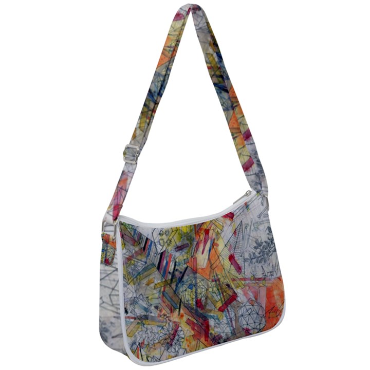 Abstract Background Pattern Zip Up Shoulder Bag
