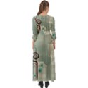 Green Red And White Line Digital Abstract Art Button Up Maxi Dress View2