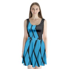 Blue Black Abstract Background, Geometric Background Split Back Mini Dress 