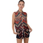 Pattern Knitting Texture Sleeveless Chiffon Button Shirt