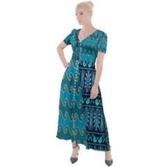 Aztec, Batik Button Up Short Sleeve Maxi Dress