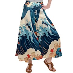Wave Pattern Women s Satin Palazzo Pants