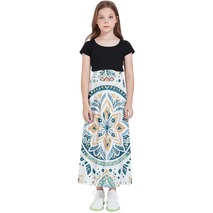 Boho pattern Kids  Flared Maxi Skirt