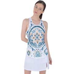 Boho Pattern Racer Back Mesh Tank Top