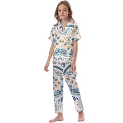 Boho Pattern Kids  Satin Short Sleeve Pajamas Set
